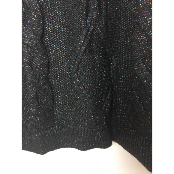 CHARTER CLUB Chunky knit Sweater Black Turtle Neck Metallic size M long sleeve - Picture 10 of 11